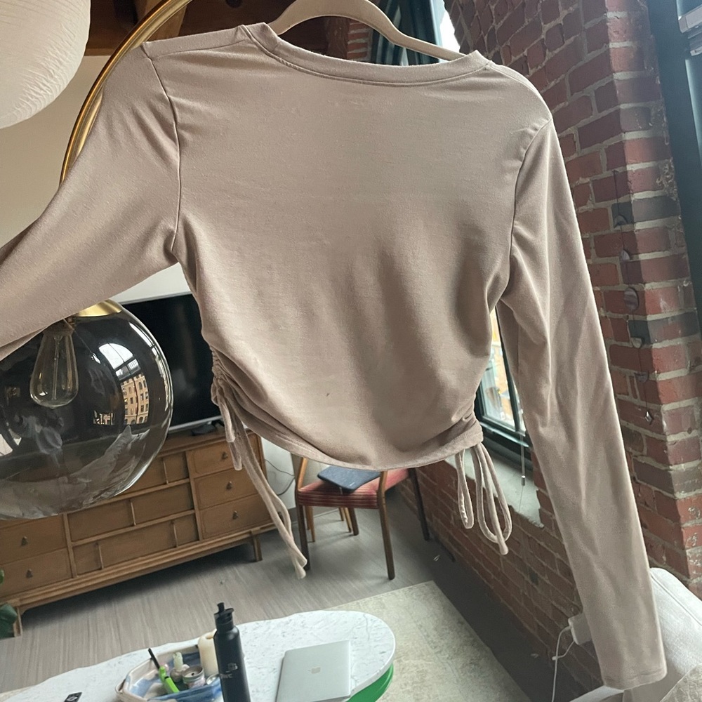 Abercrombie and Fitch (Soft A&F Collection) tan long sleeve crop top